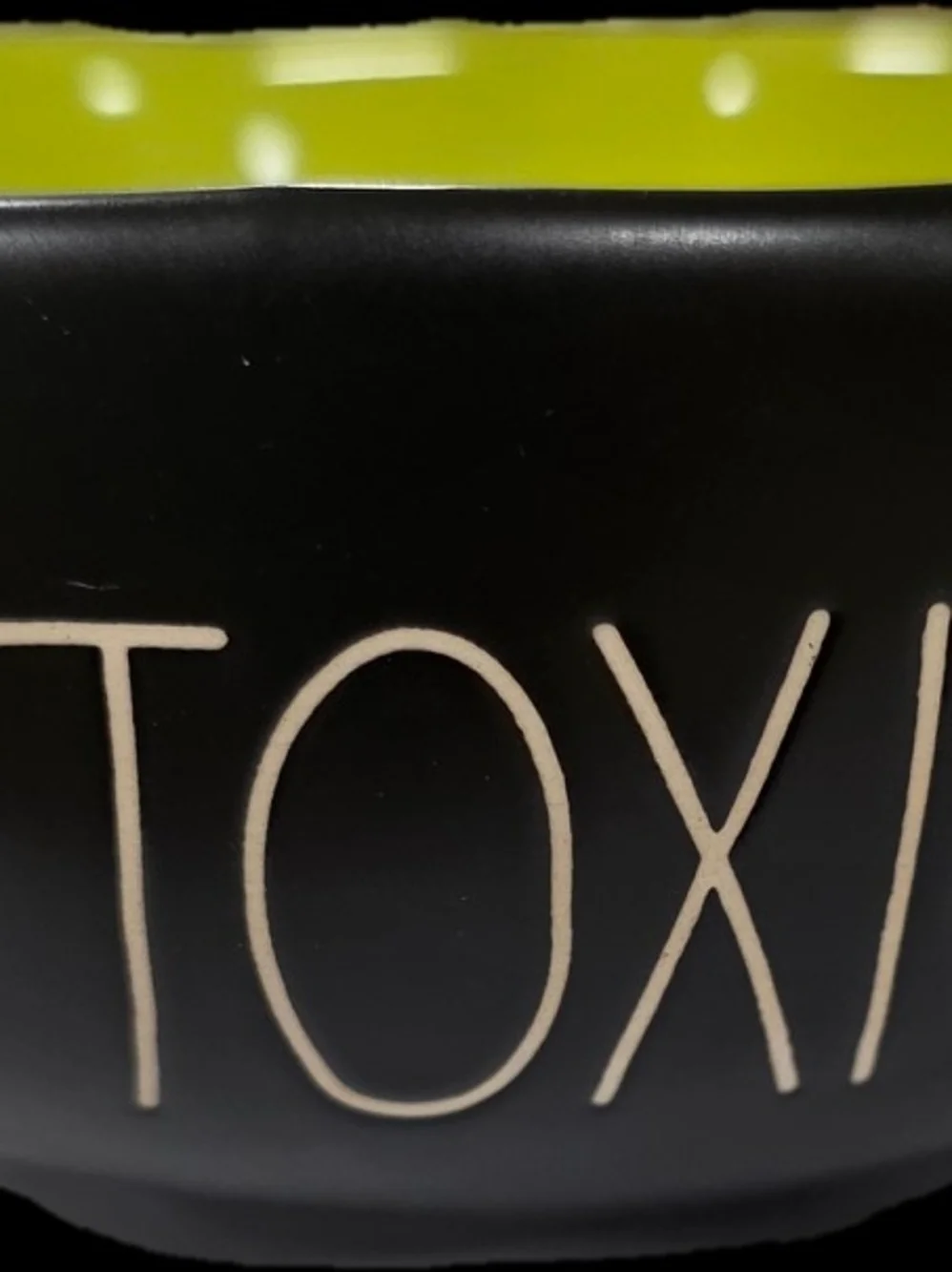 Rae Dunn Toxic Black & Lime Ceramic Bowl by